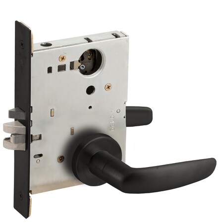 Schlage Grade 1 Storeroom Mortise Lock, Less Cylinder, 07 Lever, A Rose, Flat Black Coated Finish L9080L 07A 622